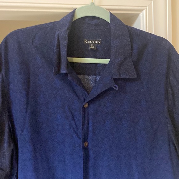 GEORGE l Men’s Short-Sleeve l Rayon l Button-down l Casual l Vibrant Blue l Sz L - Picture 7 of 13
